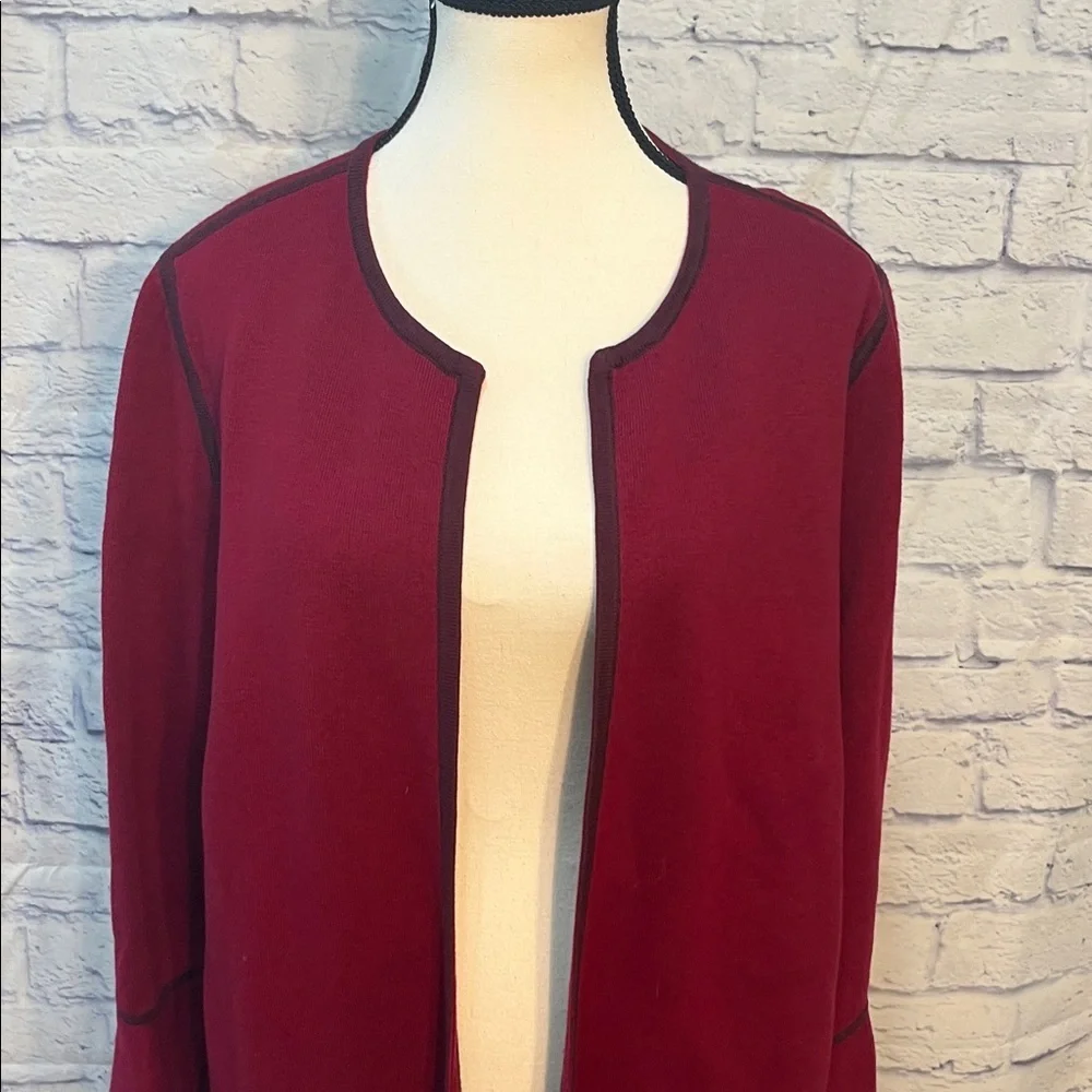 Chico’s Reversible Coat Cardigan Contrast Piping Topper Open Front Chicos 3 XL